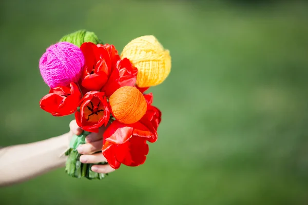 Blommor hobby stickning — Stockfoto