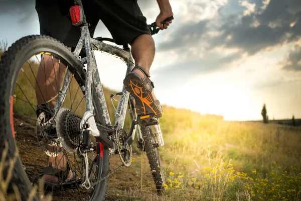 Cycliste équitation — Photo