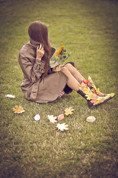 Sensual emotional portrait of woman outside — Stock Photo, Image