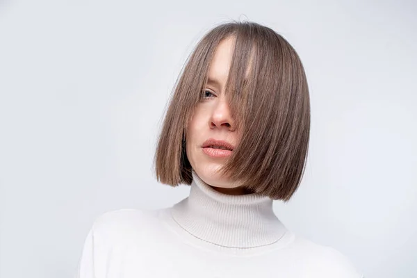 Portrait Young Woman Isolated White Copy Space — Stock Photo, Image