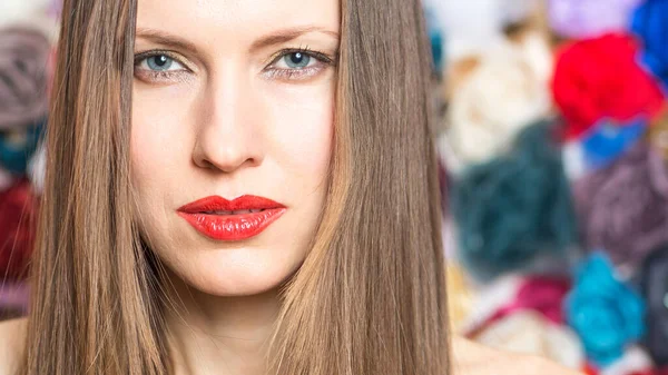 Mujer Belleza Primavera Verano Con Cabello Largo Retrato Moda Mujer —  Fotos de Stock