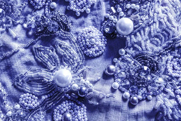 Purple Beads Pearls Embroidery — Stock Photo, Image