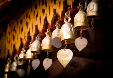 Bronze bells in Doi Suthep buddhist temple  clipart