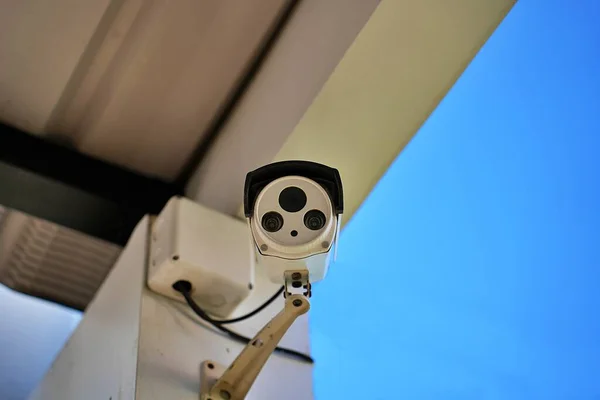 Cctv Камери Спостереження Відео Обладнання Полюсі Керування Зоною Безпеки Копіювання — стокове фото
