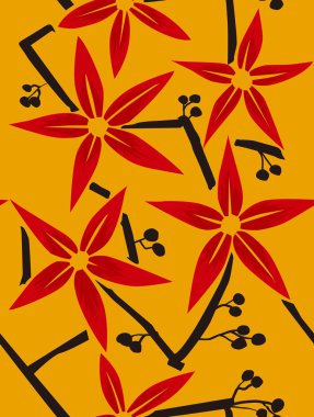 Kırmızı çiçek desenli