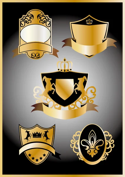 Escudo de armas de oro — Archivo Imágenes Vectoriales