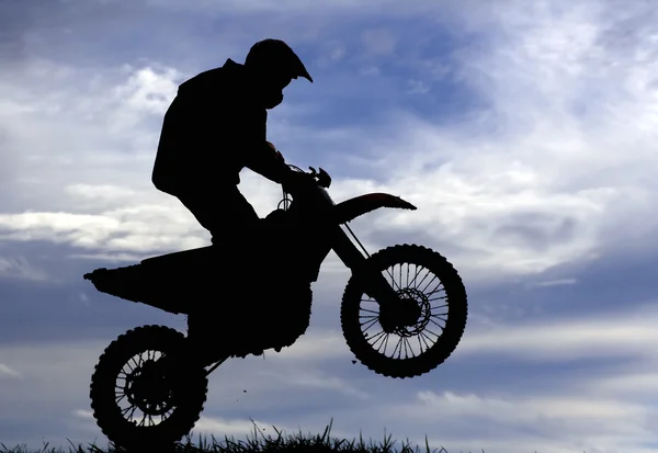 Motocross racer silhouette — Stock Photo, Image