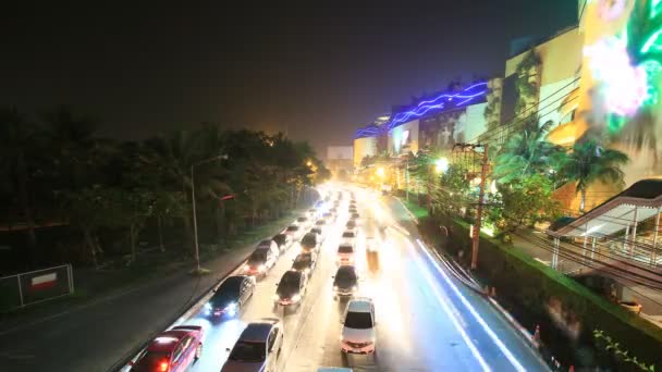 Traffic jam in city, time lapse at dusk — Stock Video