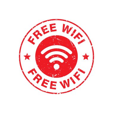 Soyut Red Grungy Serbest Wifi Wifi Stamp İmza Çizim Vektörü, Ücretsiz Wifi Metin Mührü, Mark, Etiket Tasarım Şablonu