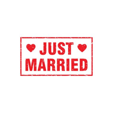 Soyut Red Grungy Yeni Evli Lastik Damga İmza Çizim Vektörü Yeni Evli Metin Mührü, Mark, Etiket Tasarım Şablonu