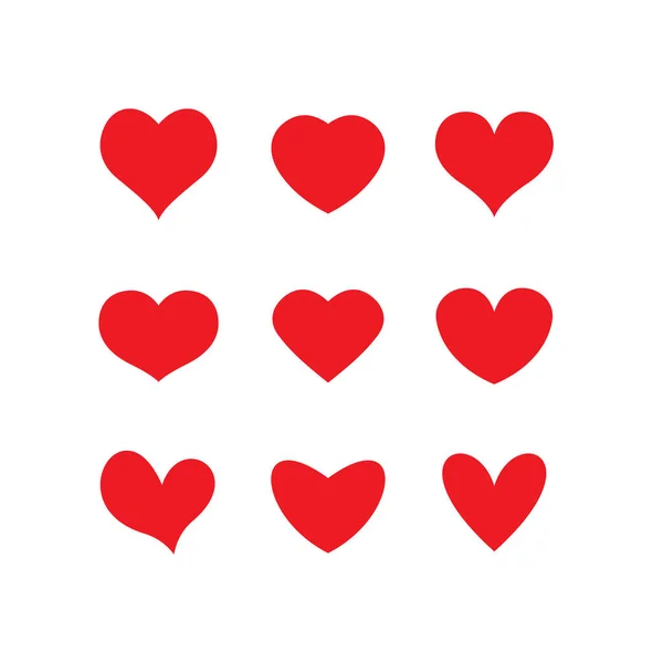 一套简单的平面爱情图标图解设计 红色轮廓爱情符号收集模板向量 — 图库矢量图片