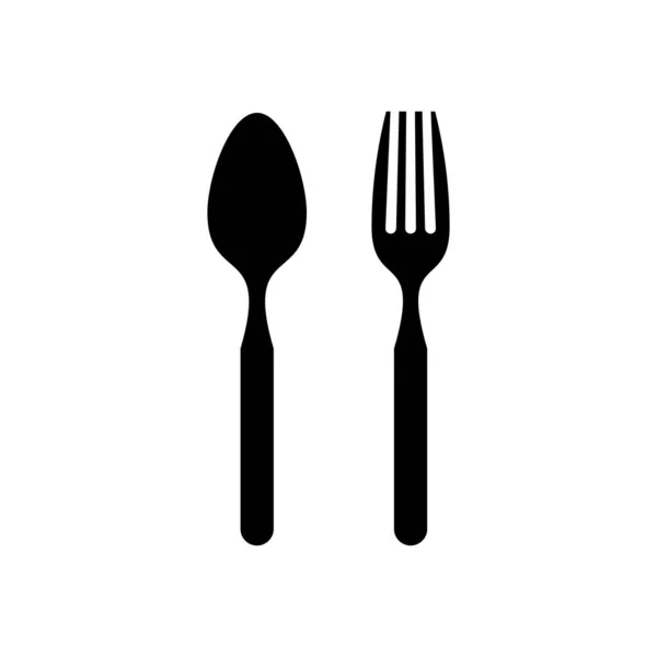 Spoon Fork Icon Illustration Design Silhouette Spoon Fork Template Vector — Stock Vector