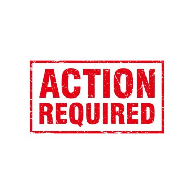 Soyut Red Grungy Eylemi Kauçuk İmza İllüstrasyon Vektörü, Eylem Gerekli Metin Mührü, Mark, Etiket Tasarım Şablonu