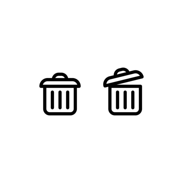 垃圾桶图标图解设计 垃圾桶可以用轮廓样式模板向量表示符号 — 图库矢量图片