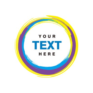 soyut renkli çember fırça tasarımı, metin şablonu vektörü için kopyalama alanı olan mavi ve sarı çember fırçası