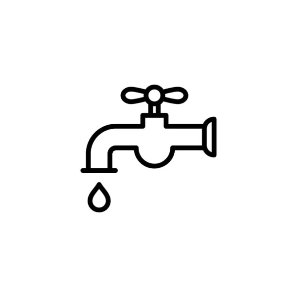 Jednoduchý Vodovodní Ikona Ilustrační Design Vodovodní Symbol Nastíněným Stylem Vektoru — Stockový vektor