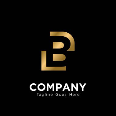 B Harfi Logo Tasarımı Altın Gradyan Siyah Arkaplan, Zarif B Logo İlham Şablonu