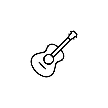 Taslak biçimli basit gitar simgesi tasarımı, akustik gitar sembolü vektörü