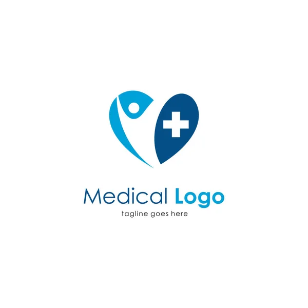 Einfaches Medizinisches Logo Mit Herz Und Form Design Modernes Medizinisches — Stockvektor