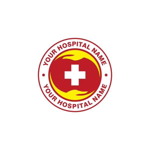 Einfaches Krankenhaus Logo Mit Händen Und Formdesign Modernes Rotes Und — Stockvektor