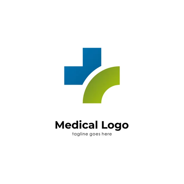 Egyszerű Plusz Orvosi Logó Design Kék Zöld Színnel — Stock Vector