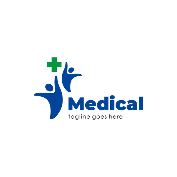 Einfaches Medizinisches Logo Mit Menschen Die Hand Heben Illustration Design — Stockvektor