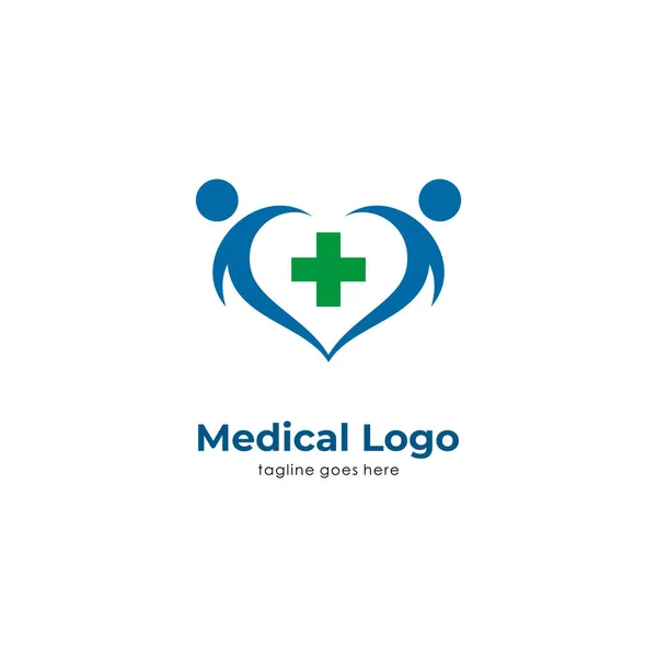 Einfacher Medizinischer Logo Designvektor Medizinisches Logo Mit Negativer Liebesform Und — Stockvektor