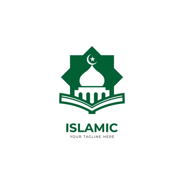 Простой Зеленый Дизайн Логотипа Современный Исламский Логотип Мечетью Вектором Формы — стоковый вектор