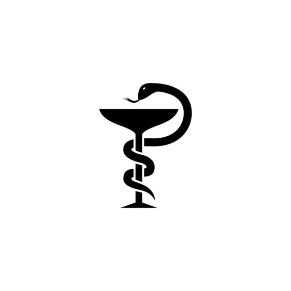 Simple Medical Logo Design Pharmacy Symbol Snake Chalice Bowl Illustration — Stock Vector