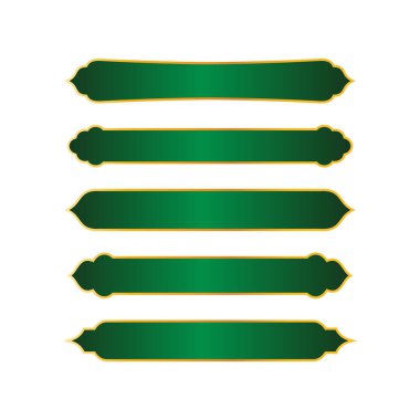 Yeşil İslami kurdele tasarımı seti, çeşitli boş İslami kurdele koleksiyonu şablonu