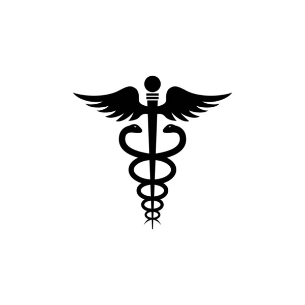 Simple Caduceus Medical Logo Design Pharmacy Symbol Snakes Wings Illustration — Stock Vector