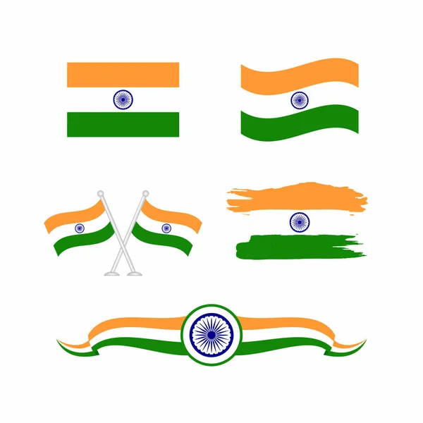 インドの旗要素のデザイン 様々な形のインドの旗のイラストテンプレートベクトルのセット — ストックベクタ