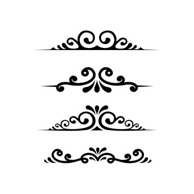 Çiçek sınır tasarım şablonu vektörü kümesi, basit düz vintage ayırıcı koleksiyonu