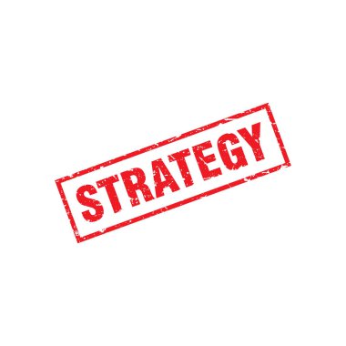 Soyut Red Grungy Strateji Kauçuk İmza Çizim Vektörü, Strateji Metni Mührü, Mark, Etiket Tasarım Şablonu