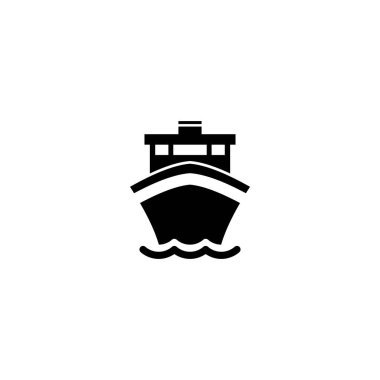 düz gemi simgesi tasarımı, basit gemi sembolü şablonu vektörü