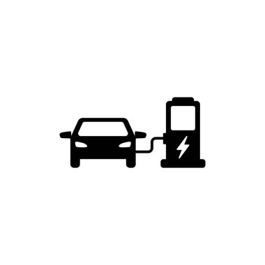 simple electric car icon design vector, electric car refueling illustration
