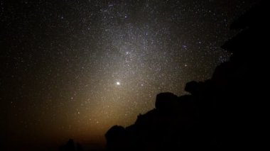Astrophotography zaman sukut gece gün çölde