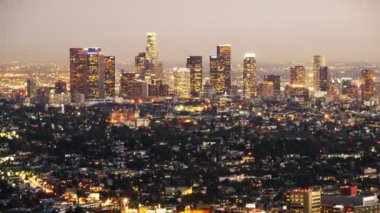 Downtown los angeles skyline alacakaranlık