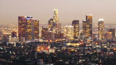Downtown los angeles skyline alacakaranlık