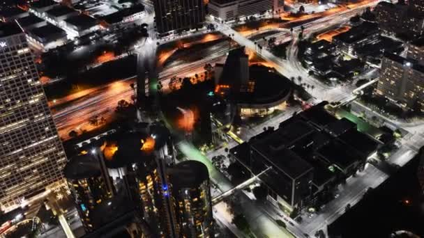 Downtown la natt stadsbilden freeway — Stockvideo