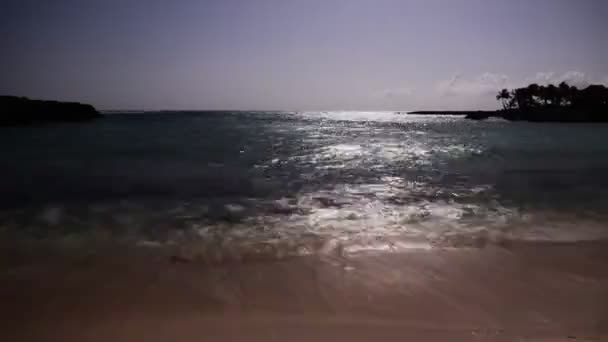 Τροπικά κοραλλιογενή παραλία τη νύχτα — Αρχείο Βίντεο