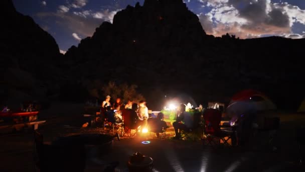 Desert Camping Time Lapse Bonfire — Stock Video