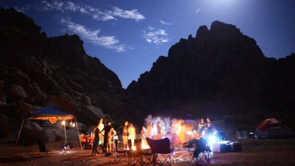 Deserto Camping Tempo Raving lapso — Vídeo de Stock