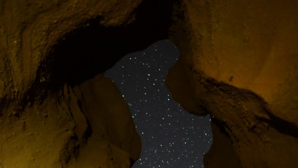 Keyhole Cave and Stars — Stock Video