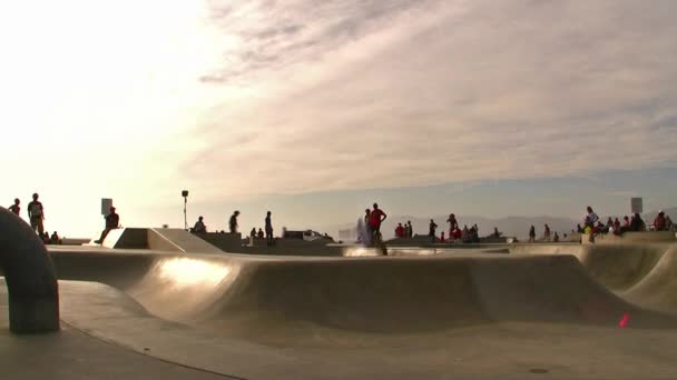 Venetië strand skateboarders — Stockvideo