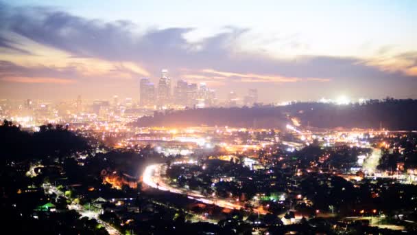 Innenstadt Los Angeles Dämmerung Skyline — Stockvideo