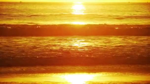 在日落时的黄金浪 — 图库视频影像