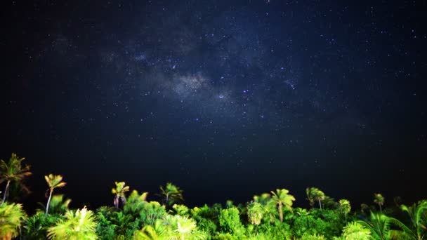 Галактика Млечного Пути и восход Луны — стоковое видео