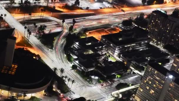 Downtown LA Night Cityscape Freeway — Stock Video