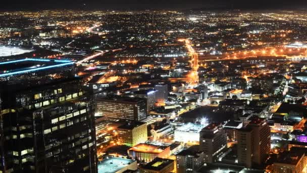 Downtown LA Night Cityscape — Stock Video